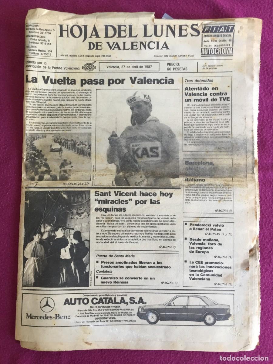 Sammeln von Zeitschriften und Zeitungen: Periodico HOJA DE LUNES 27 ABRIL DE 1987 MECANO EN EL GRAN FESTIVAL DE LOS SUE&Ntilde;OS CINE SARA MONTIEL