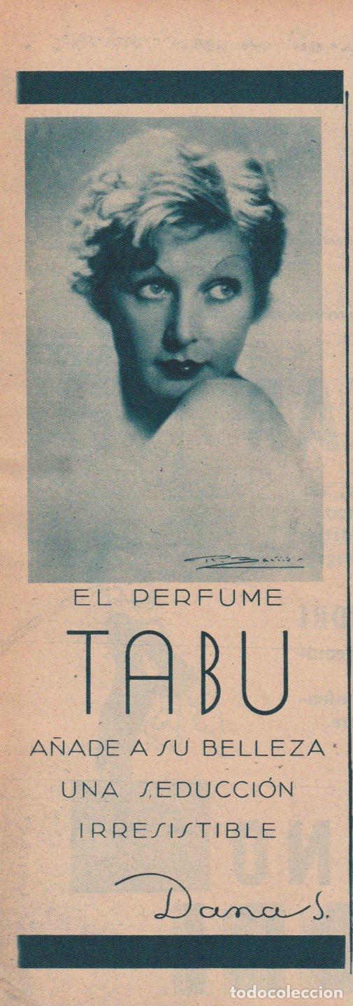 Sammeln von Zeitschriften und Zeitungen: Publicidad perfume TAB&Uacute; de Dana - 1934