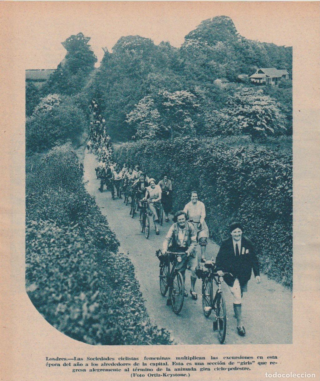Coleccionismo de Revistas y Peri&oacute;dicos: * LONDRES * Ciclistas femeninas en gira ciclo-pedestre - 1934