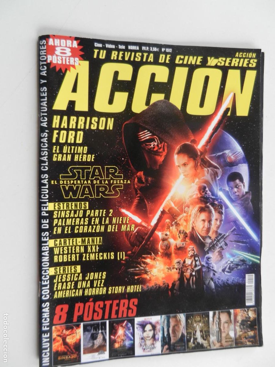 Coleccionismo de Revistas y Peri&oacute;dicos: ACCION n&ordm; 1512 REVISTA CINE- HARRISON FORD -STAR WARS - 4 POSTERS