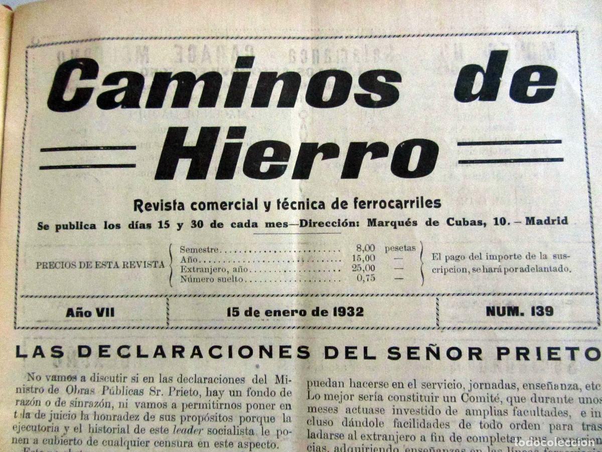 Coleccionismo de revistas y peri&oacute;dicos: Revista Caminos de hierro. A&ntilde;o 1932 completo. Ferrocarriles, tranv&iacute;as, ferrocarril, trenes