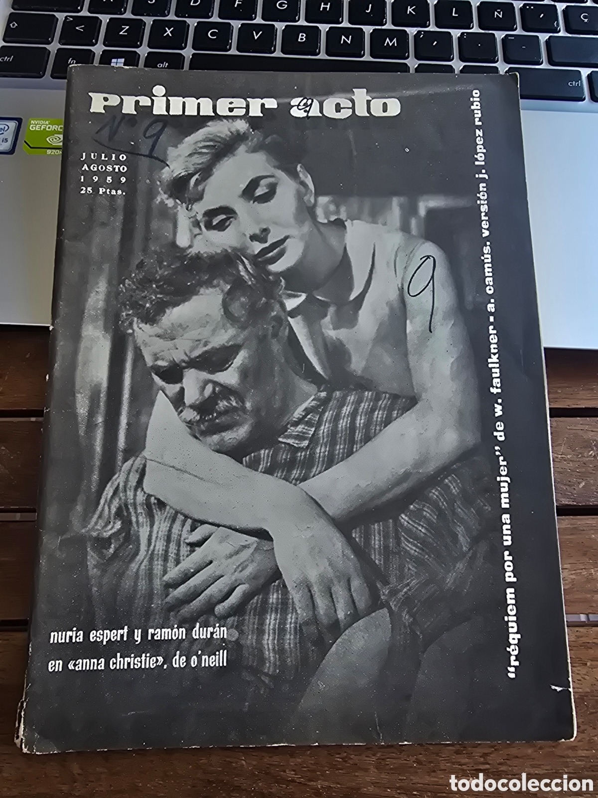 Coleccionismo de Revistas y Peri&oacute;dicos: PRIMER ACTO N&ordm; 9 JULIO-AGOSTO 1959 revista espa&ntilde;ola de teatro Requiem por una mujer W. Faulkner