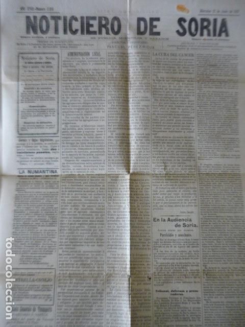 Coleccionismo de Revistas y Peri&oacute;dicos: NOTICIERO DE SORIA PERIODICO 12 JUNIO 1907 EXCAVACIONES DE NUMANCIA FIESTAS DE SAN JUAN
