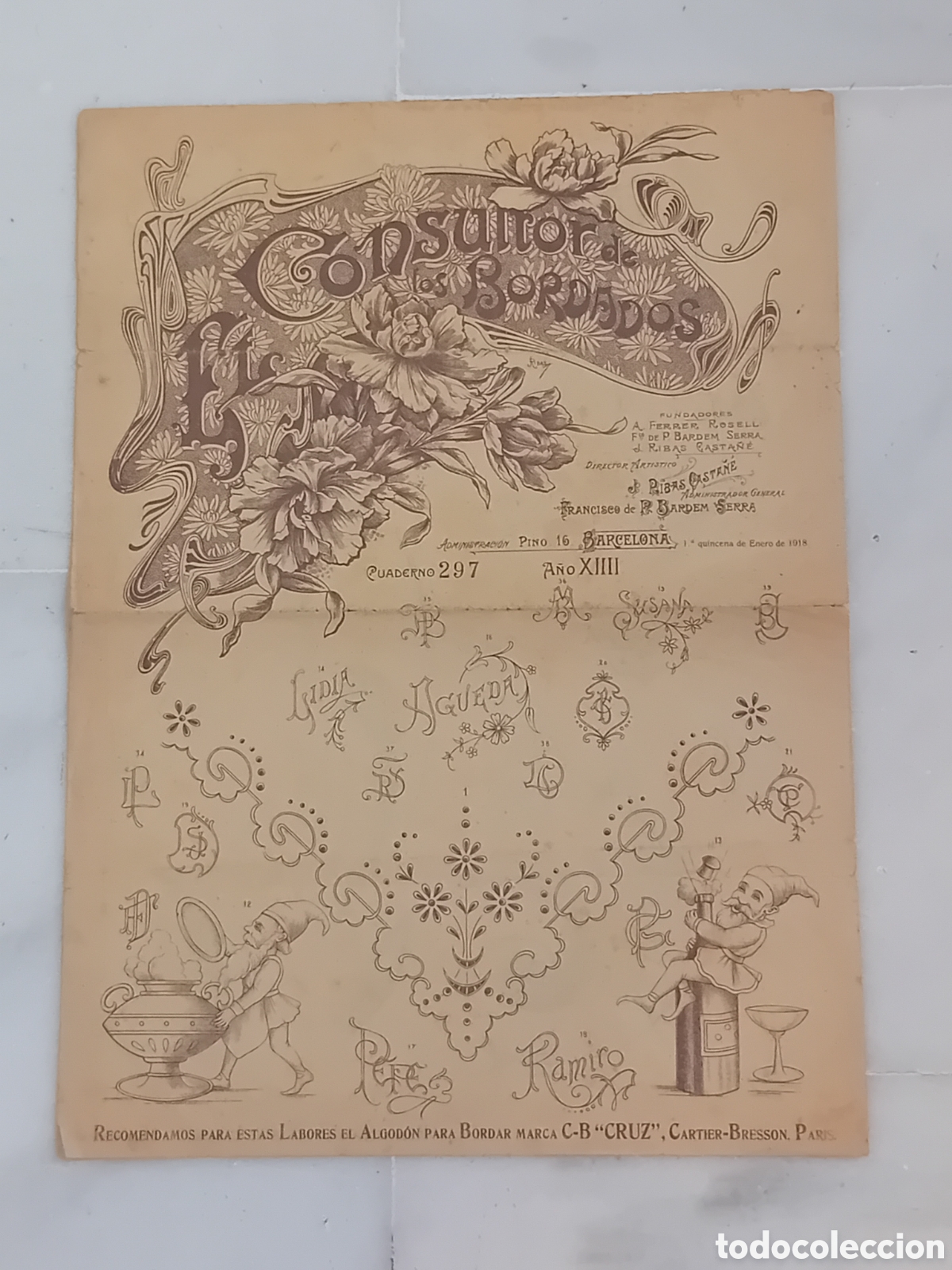 Collectionnisme de Revues et Journaux: CUADERNO CONSULTOR DE LOS BORDADOS NUMERO 297 A&Ntilde;O 1918