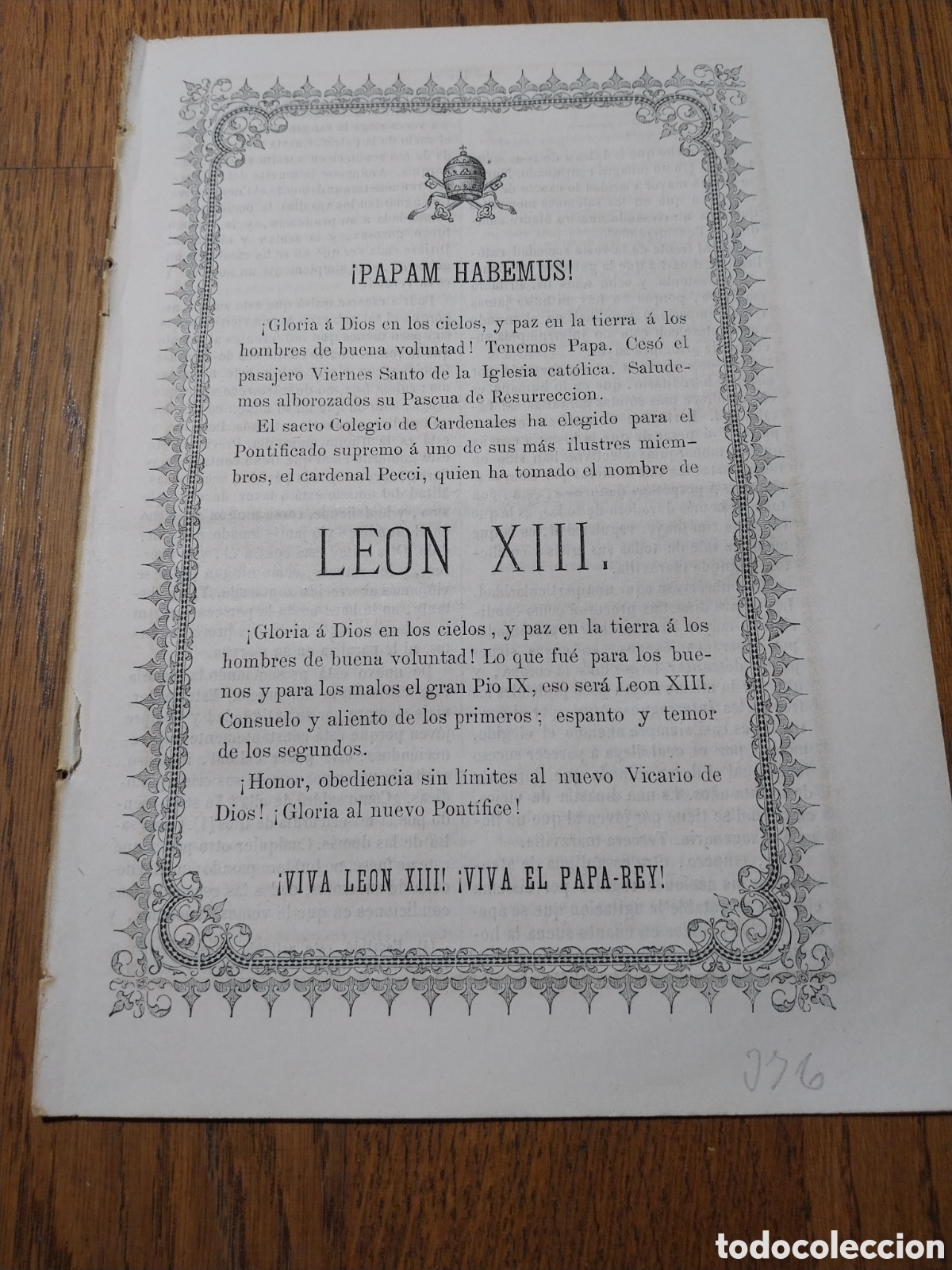 Coleccionismo de Revistas y Peri&oacute;dicos: REVISTA 1878 PAPAM HABEMUS. LEON XIII . PROCLAMACION DEL PAPA LEON XIII