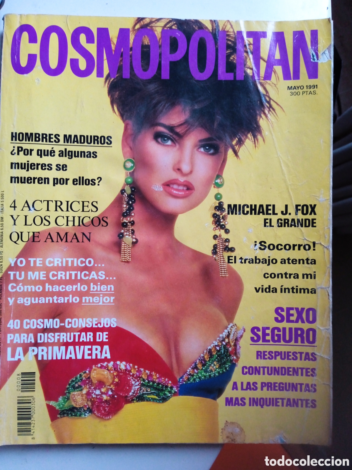 Coleccionismo de Revistas y Peri&oacute;dicos: Cosmopolitan mayo 1991 portada Linda Evangelista - Pen&eacute;lope Cruz - Michael J Fox