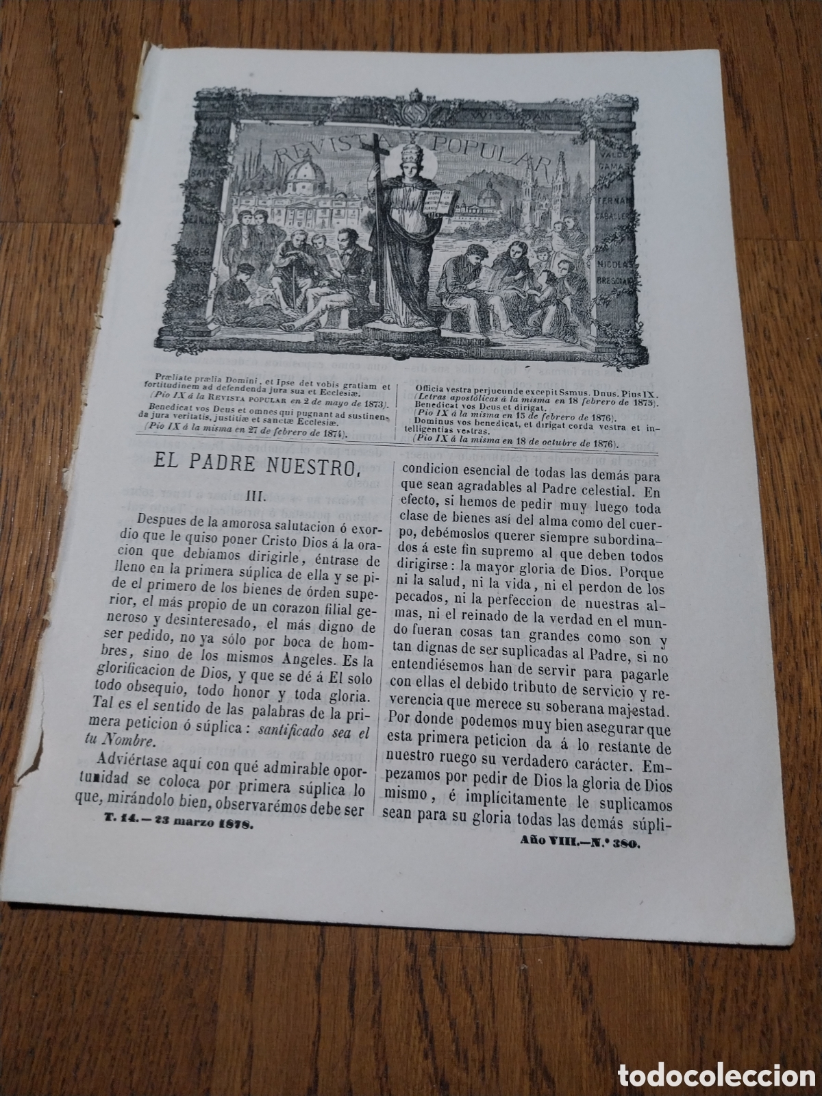 Coleccionismo de Revistas y Peri&oacute;dicos: REVISTA 1878 ARZOBISPO DE ARGEL BENDICION A UN HUERFANO. EL CATOLICISMO EN ARGEL.