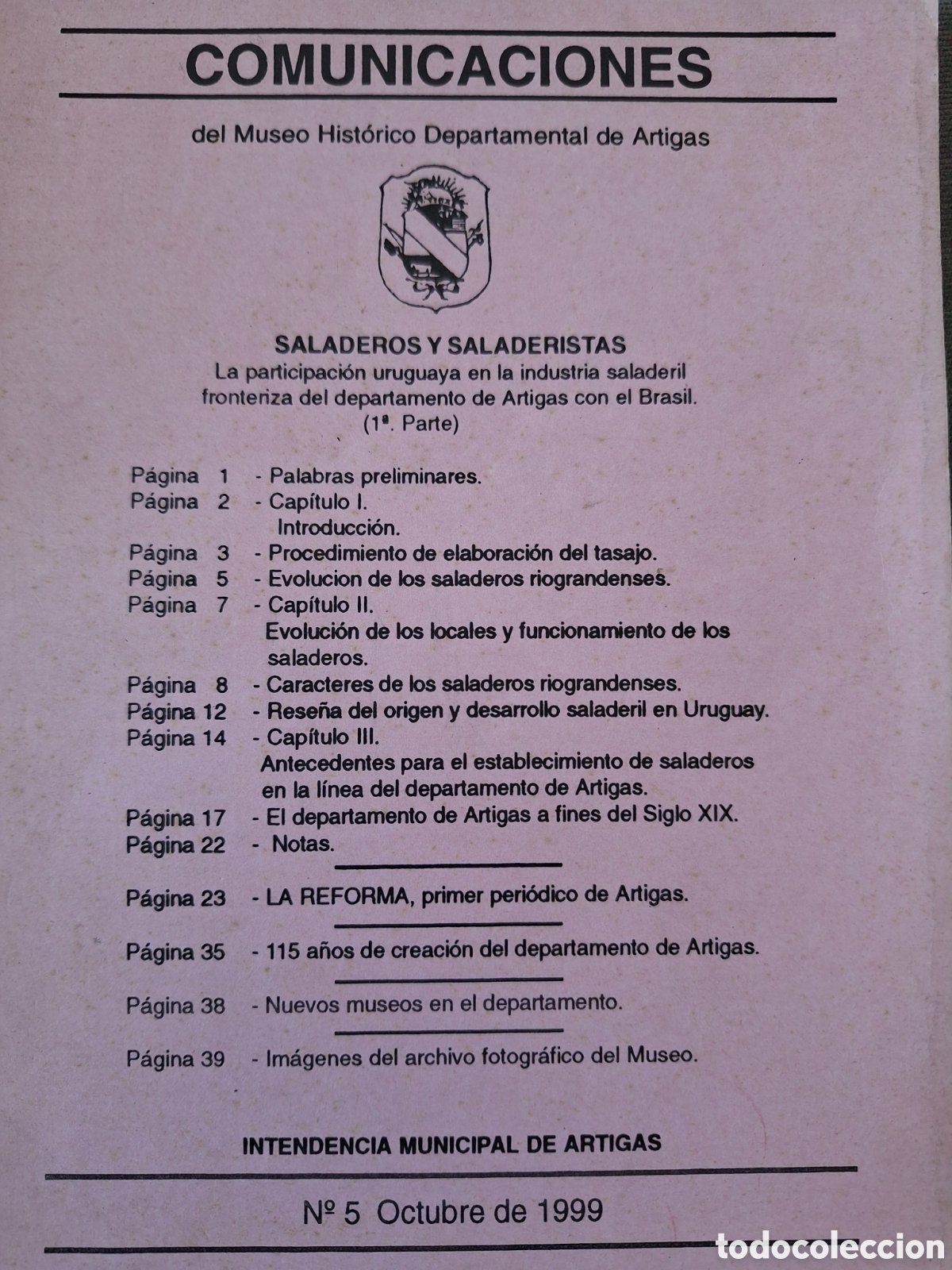 Coleccionismo de Revistas y Peri&oacute;dicos: REVISTA BOLETIN NUMERO 5 DEL MUSEO HISTORICO DEPARTAMENTAL DE ARTIGAS 1999