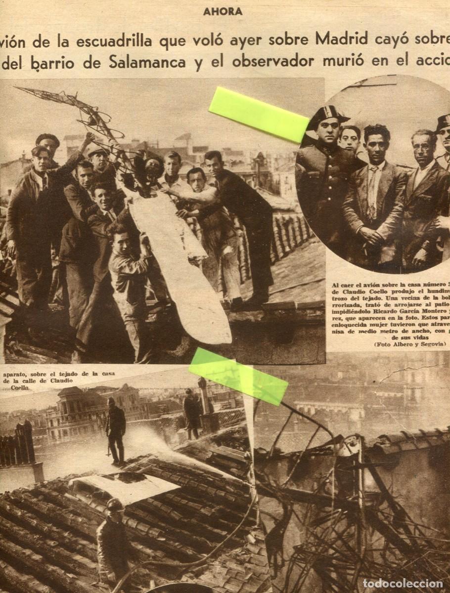 Coleccionismo de Revistas y Peri&oacute;dicos: PERIODICO A&Ntilde;O 1933 CAE UN AVION EN EL BARRIO DE SALAMANCA MADRID BARAJAS MUERTE DE GOBART LOBATO