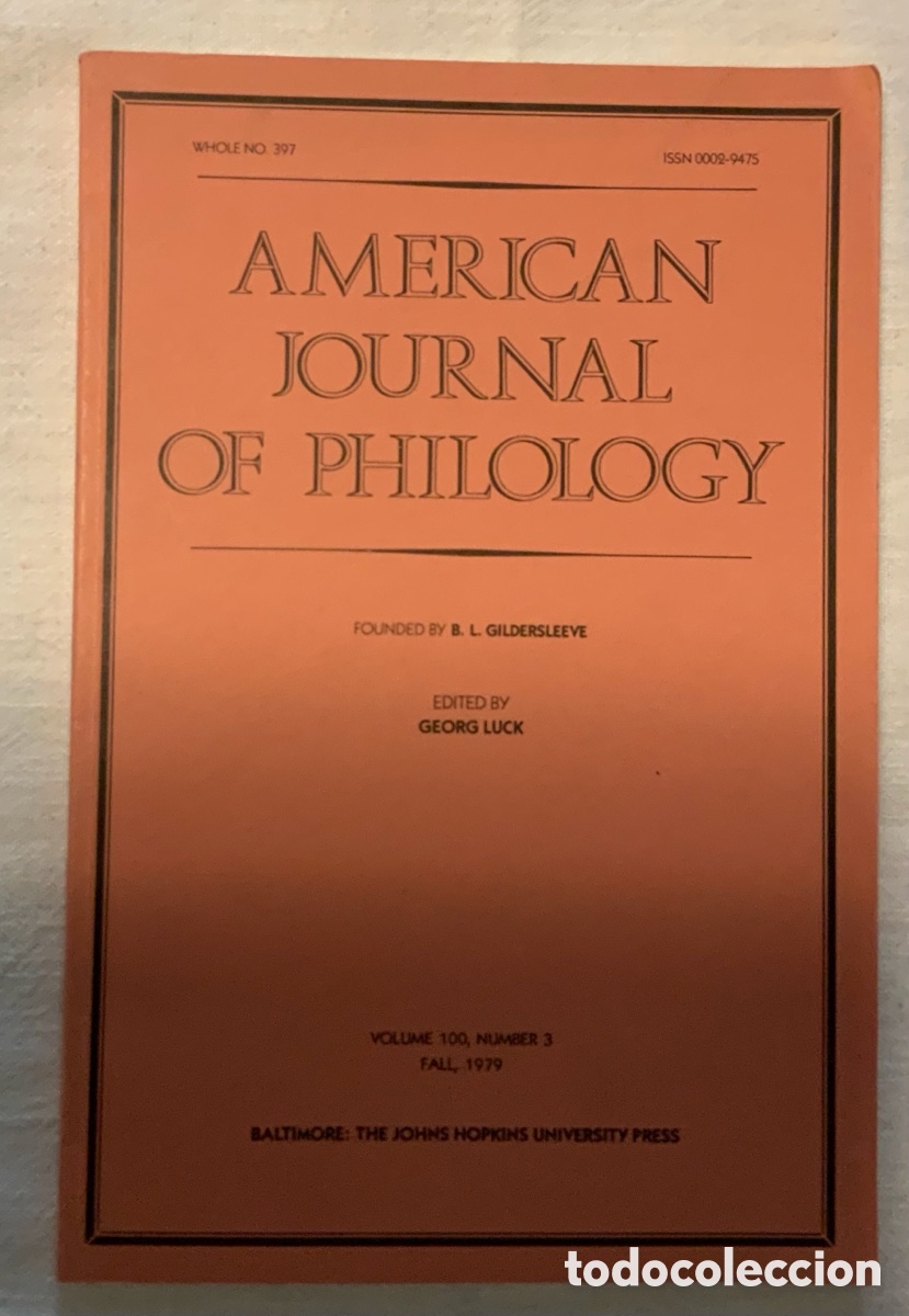 Coleccionismo de Revistas y Peri&oacute;dicos: American Journal of Philology. Volumen 100 n&ordm; 3