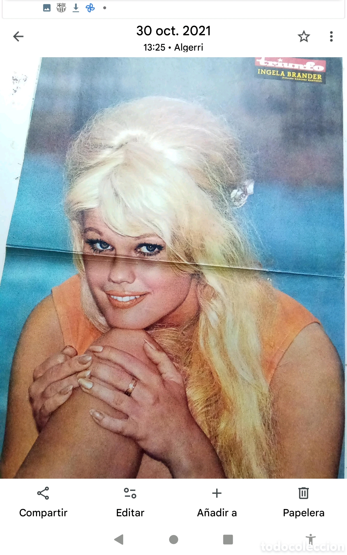 Colecionismo de Revistas e Jornais: . .-INGELA BRANDER . P&Oacute;STER REVISTA TRIUNFO . DOBLE P&Aacute;GINA (33X52). A&Ntilde;OS 60