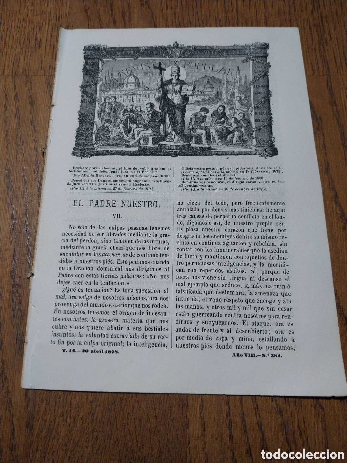 Sammeln von Zeitschriften und Zeitungen: REVISTA 1878 LA SANTA CAPILLA EN PARIS. INSTALACION DE HERMANOS CARMELITAS EN BENEJAMA ALICANTE