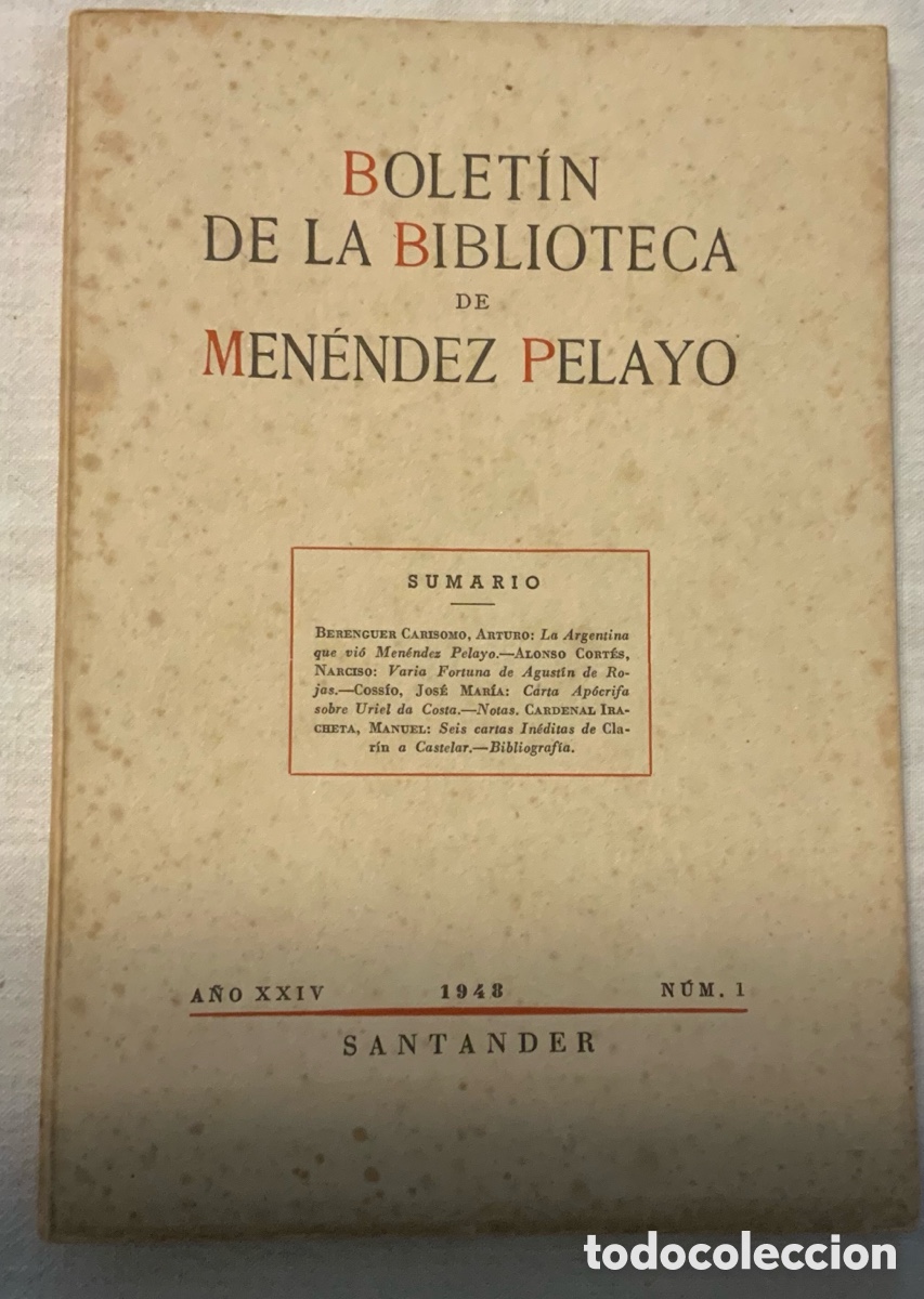 Coleccionismo de Revistas y Peri&oacute;dicos: Bolet&iacute;n de la Biblioteca de Men&eacute;ndez Pelayo, 1948
