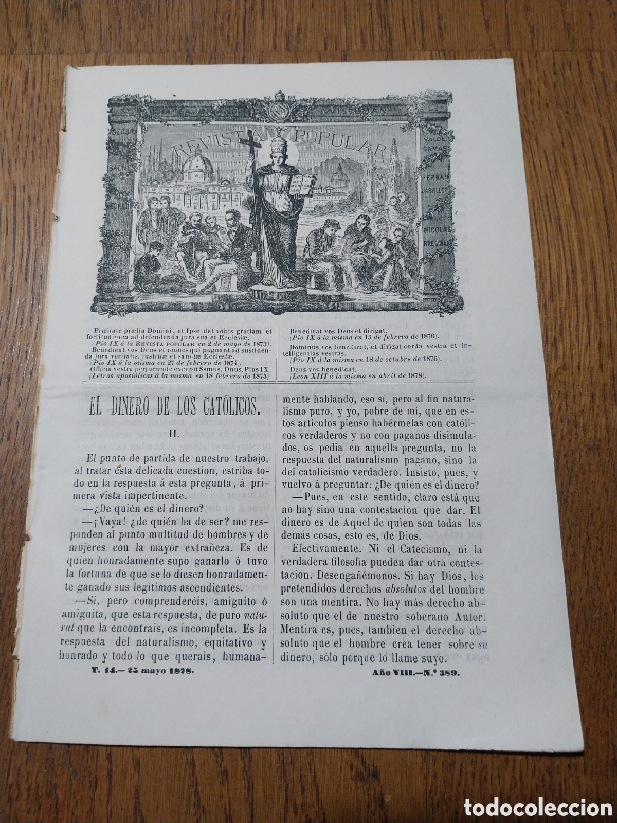 Colecionismo de Revistas e Jornais: REVISTA 1878 P. ANGEL SECCHI.UNA PRIMERA COMUNION EN LA EPOCA DEL TERROR EN FRANCIA.JUVENTUD TARRASA