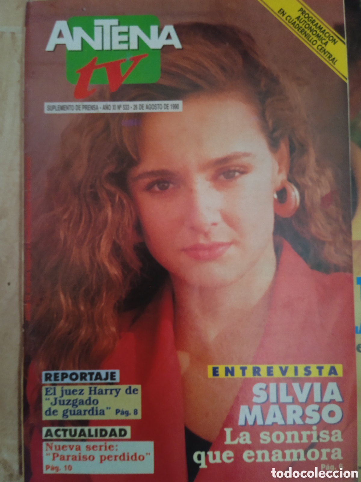 Coleccionismo de Revistas y Peri&oacute;dicos: Antena TV agosto 1990 Silvia Marso poster D'Artacan Juzgado de Guardia