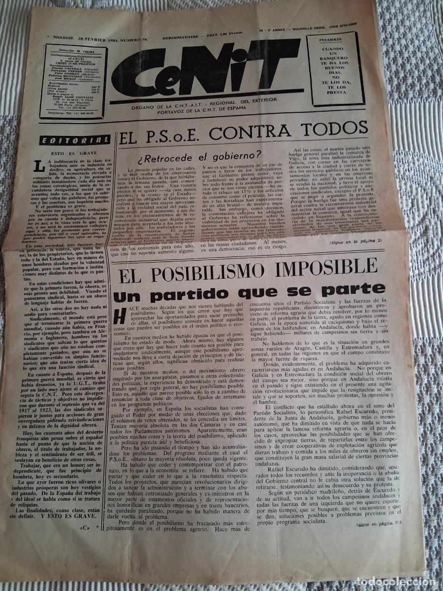 Coleccionismo de Revistas y Peri&oacute;dicos: CENIT &Oacute;rgao de la CNT AIT Regional del exterior Portavoz de la CNT de Espa&ntilde;a n&ordm; 54 28 fevrier 1984