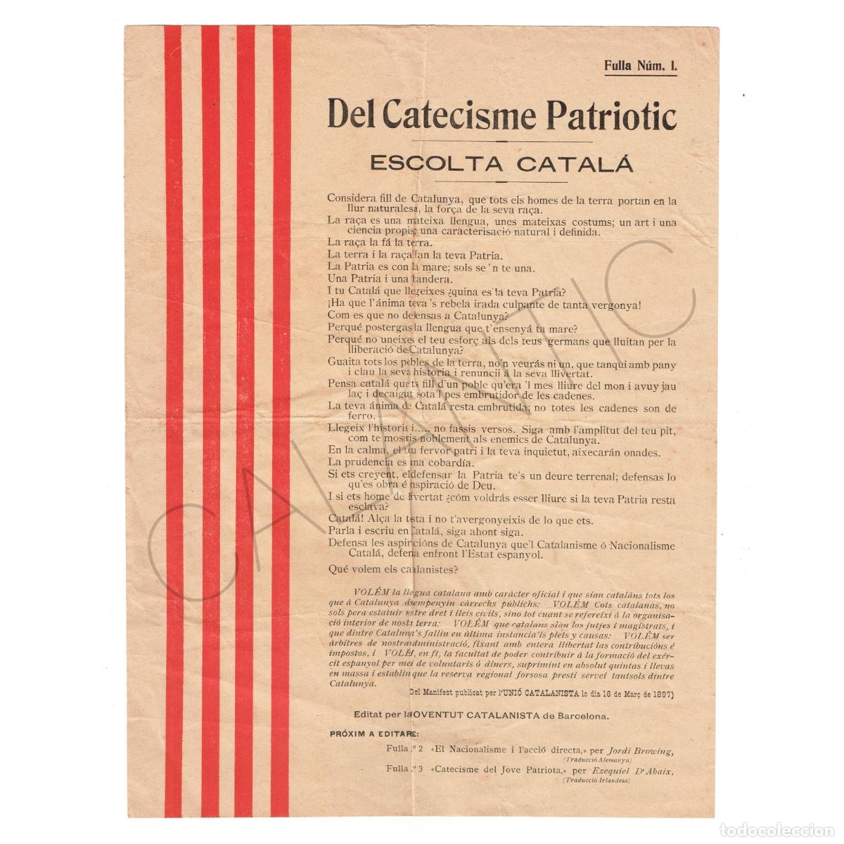 Coleccionismo de Revistas y Peri&oacute;dicos: Del Catecisme Patri&ograve;tic &ndash; Escolta Catal&agrave; 1897 &ndash; Joventut Catalanista 1897 &ndash; Estat Catal&agrave; &ndash; Catalunya