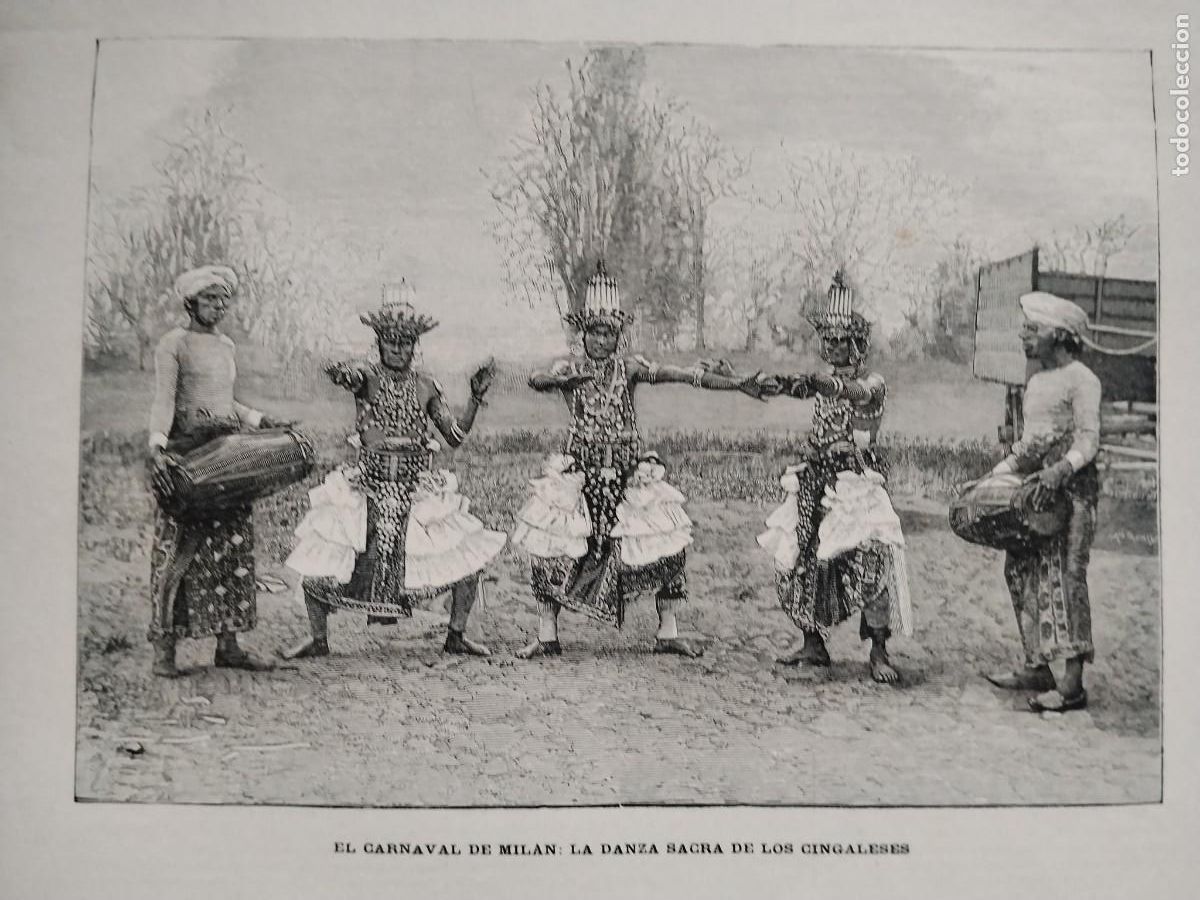 Sammeln von Zeitschriften und Zeitungen: LA DANZA DE LOS BASTONES DE LOS CINGALESES LA DANZA SACRA SRI LANKA REVISTA A&Ntilde;O 1890
