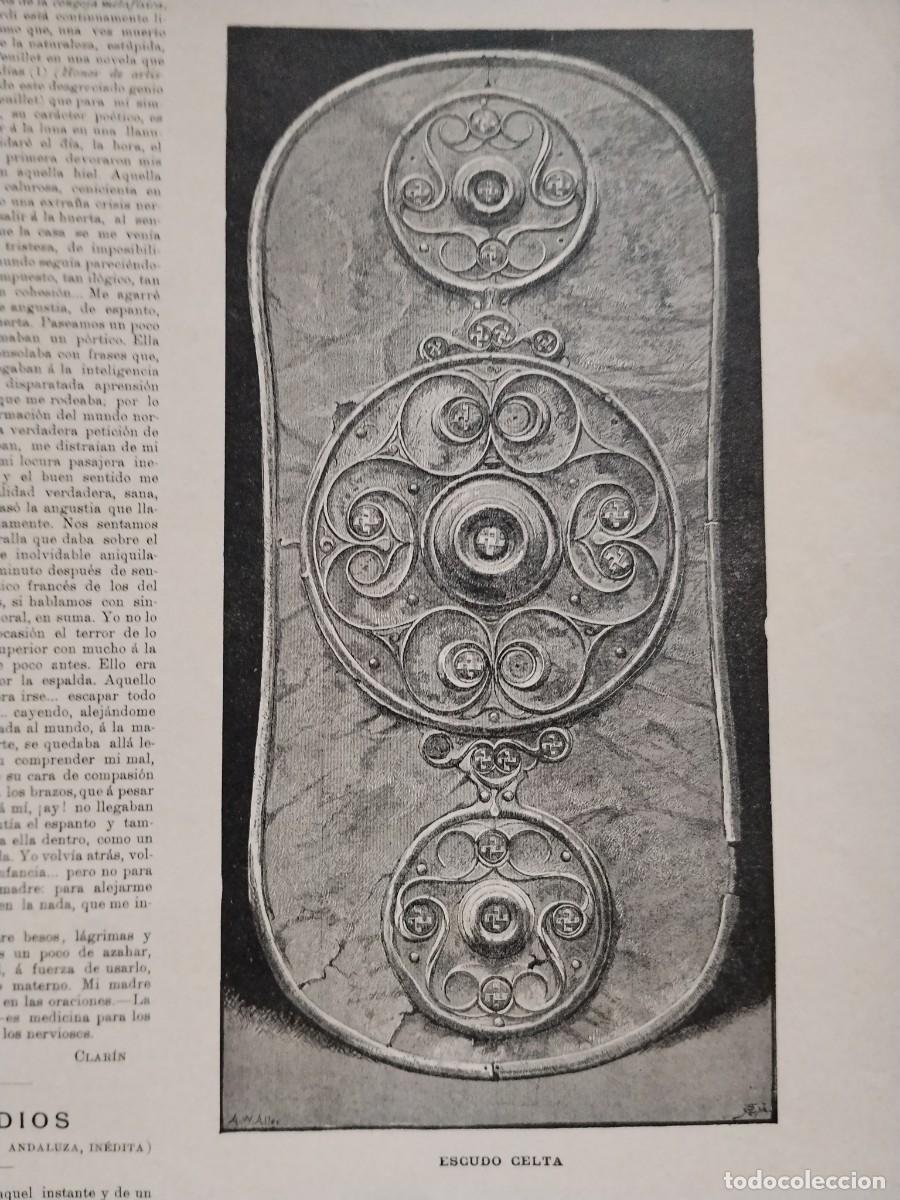 Sammeln von Zeitschriften und Zeitungen: METALISTERIA CELTA BOCADO DE FRENO CUCHARA TACHON ARNES ESPEJO CELTAS ESCUDO BRAZALES REVISTA 1890