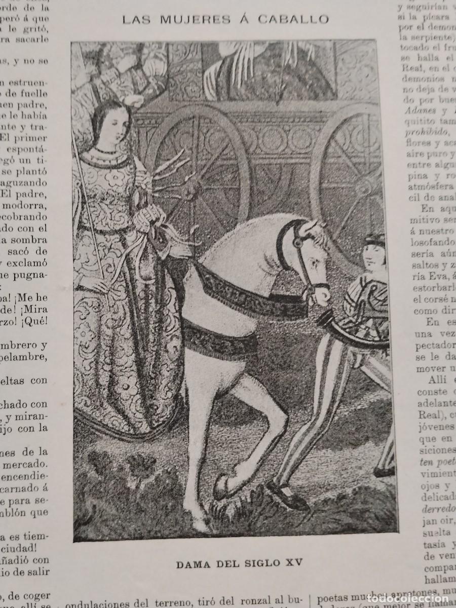 Sammeln von Zeitschriften und Zeitungen: AMAZONAS CABALLO TRAJE EQUITACION DAMAS CAZADORAS TRAJE DAMA PARA PICADERO REVISTA 1890
