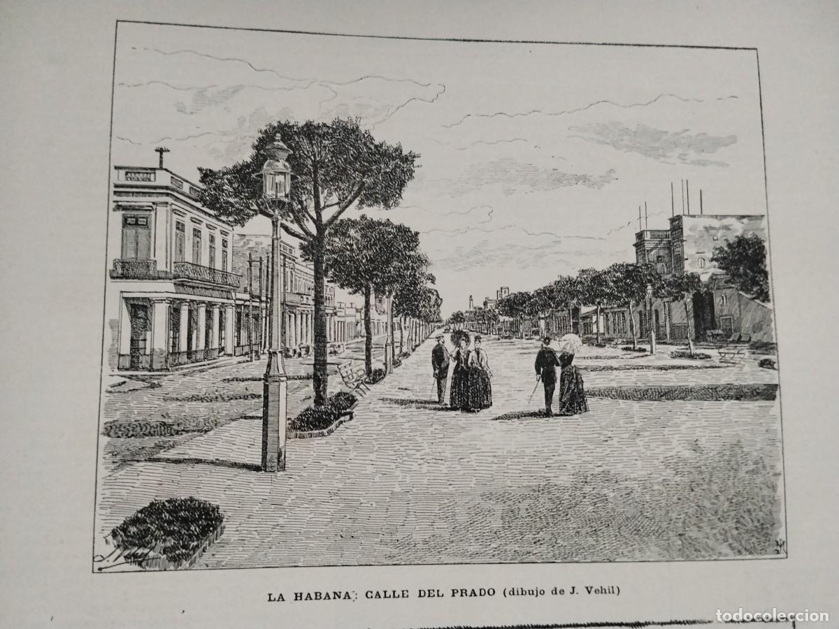 Sammeln von Zeitschriften und Zeitungen: LA HABANA CUBA PLAZA DEL VAPOR Y LA CALLE DEL PRADO REVISTA A&Ntilde;O 1890
