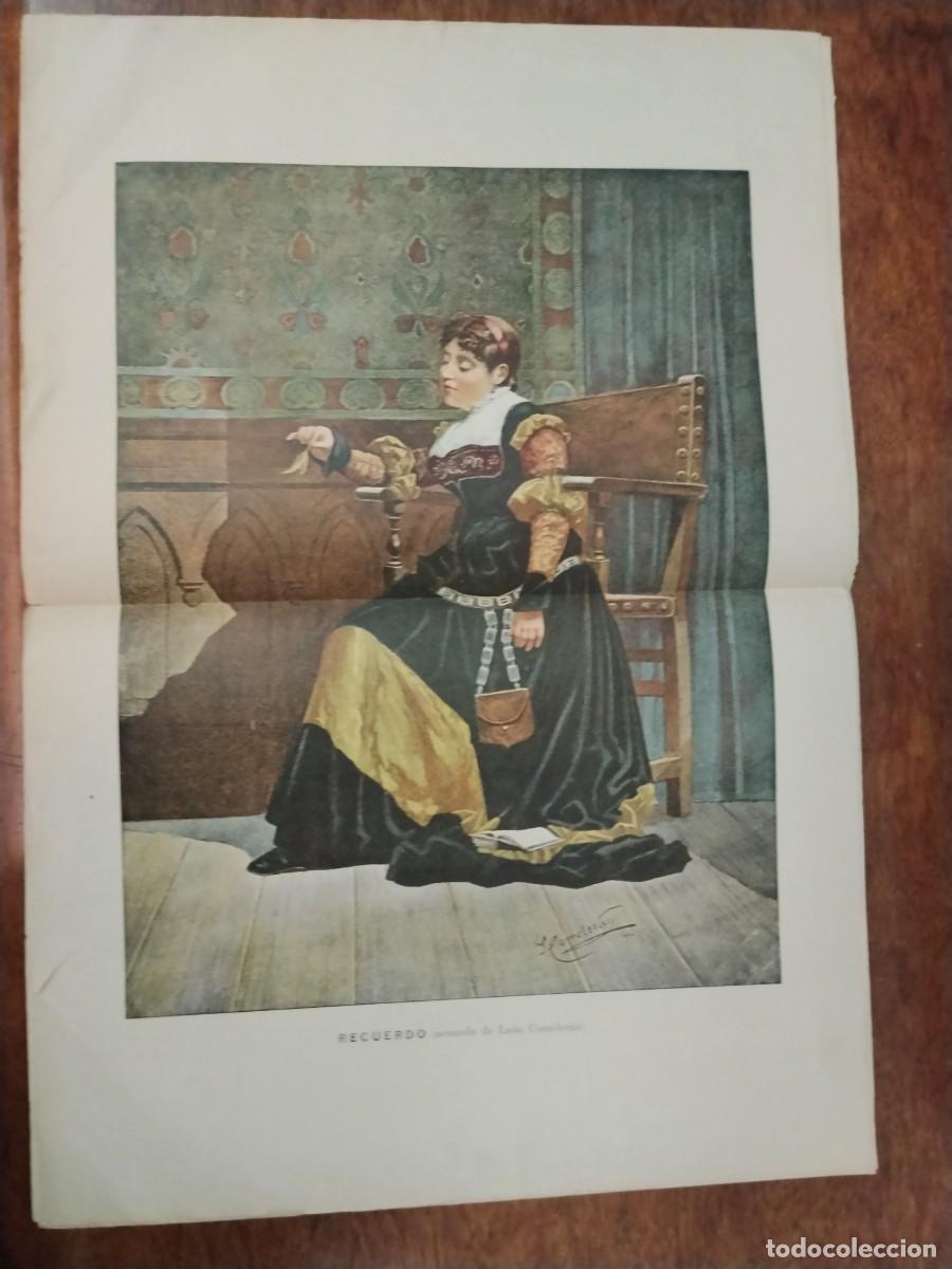 Coleccionismo de Revistas y Peri&oacute;dicos: RECUERDO ACUARELA DE LEON COMELERAN HOJA REVISTA A&Ntilde;O 1890