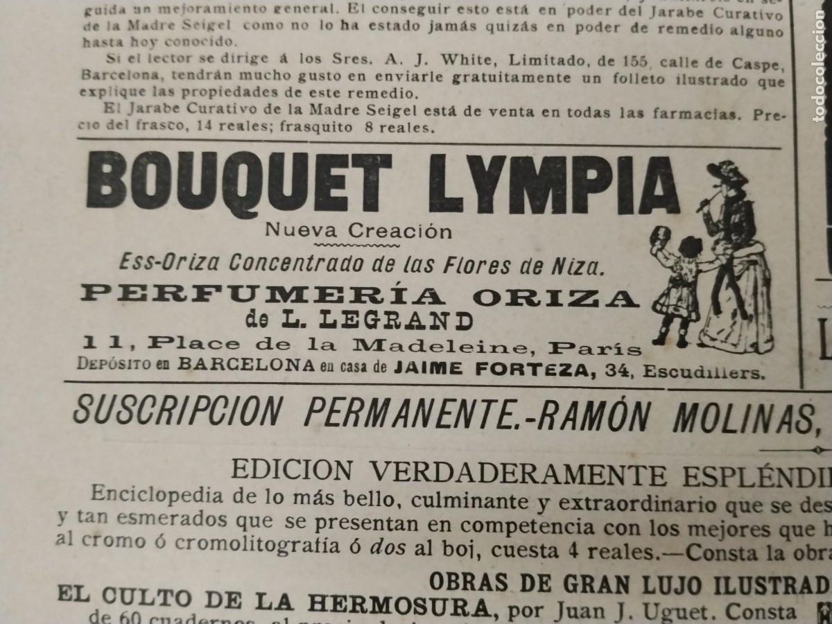 Coleccionismo de Revistas y Peri&oacute;dicos: EAU DE SUEZ VACUNA DE LA BOCA DENTIFRICO SUPRIME DOLOR MUELAS HOJA REVISTA A&Ntilde;O 1892