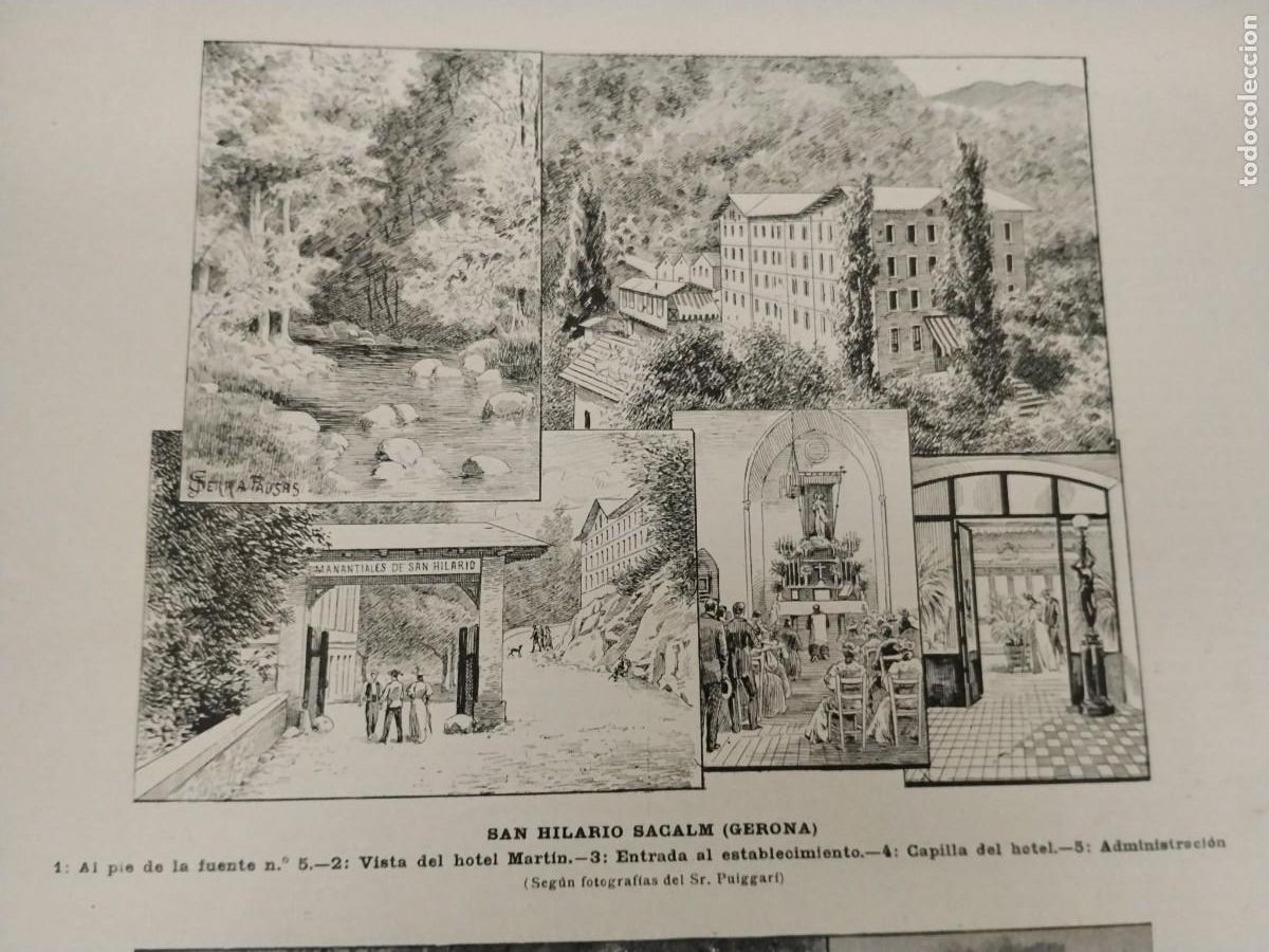 Collezionismo di Riviste e Giornali: HOTEL MARTIN PAGES ARQUITECTO AUGUSTO FORT SANT HILARI SACALM MANANTIALES REVISTA A&Ntilde;O 1895