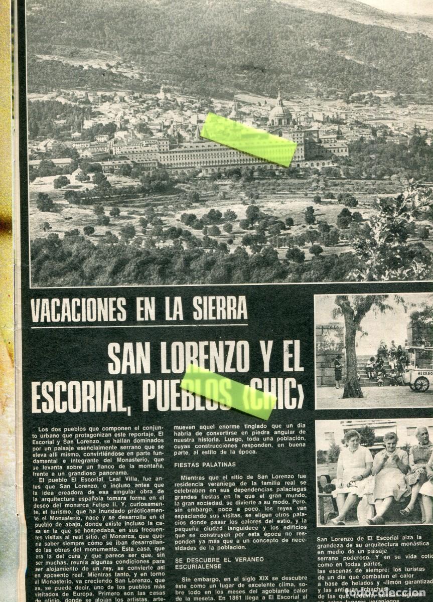 Coleccionismo de Revistas y Peri&oacute;dicos: RECORTE DE PRENSA A&Ntilde;O 1973 TURISMO EN LA SIERRA SAN LORENZO EL ESCORIAL PUEBLOS CHIC
