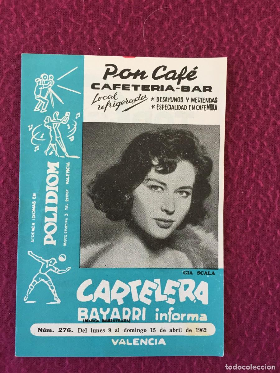 Coleccionismo de Revistas y Peri&oacute;dicos: CARTELERA BAYARRI N&ordm; 276 - GIA SCALA EN PORTADA - ABRIL 1962 - ANTHONY PERKINS INTERIOR CINE TVE..