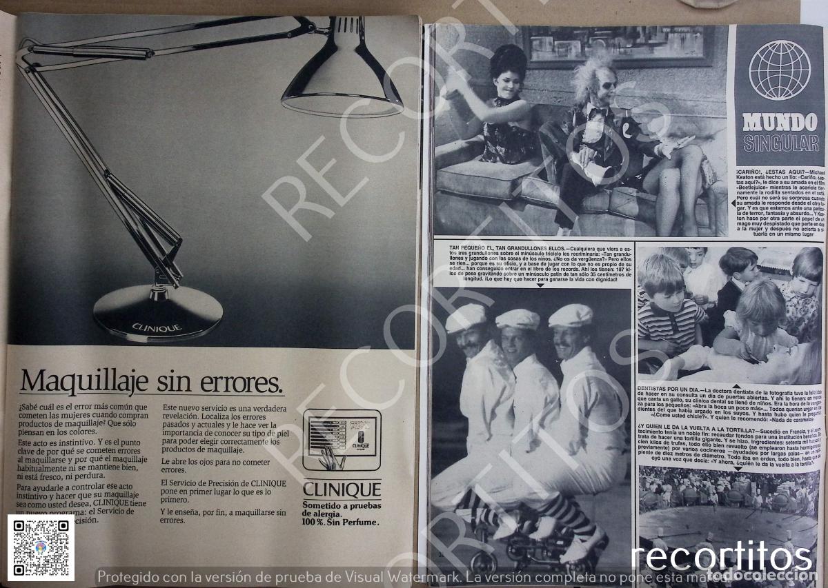 Coleccionismo de Revistas y Peri&oacute;dicos: CLINIQUE MAQUILLAJE BEETLEJUICE MICHAEL KEATON WYNONA RIDER TORTILLA DE TRUFAS GIGANTE
