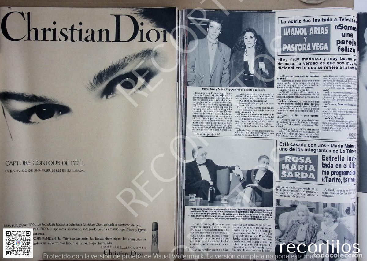 Coleccionismo de Revistas y Peri&oacute;dicos: CHRISTIAN dior anuncio publicidad ROSA MARIA SARDA JOSE MARIA MAINAT LA TRINCA TARIRO IMANOL ARIAS