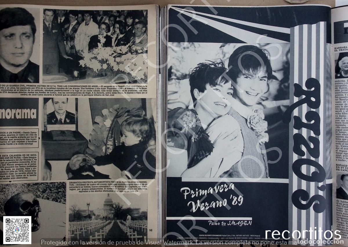 Coleccionismo de Revistas y Peri&oacute;dicos: RIZO'S PRIMAVERA VERANO 89 JOSE CALVO SARGENTO GUARDIA CIVIL ASESINADO POR ETA