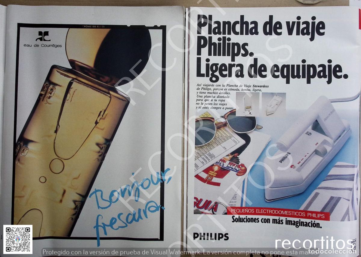 Collection Magazines and Newspapers: EAU DE COURREGES ANUNCIO PUBLICIDAD PLANCHA DE VIAJE PHILIPS