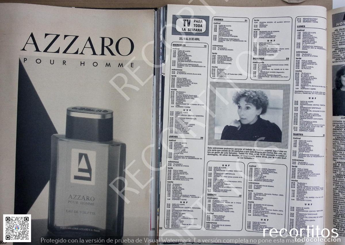 Sammeln von Zeitschriften und Zeitungen: azzaro pour homme anuncio publicidad ENRIQUETA CARBALLEIRA EL OLIVAR DE ATOCHA
