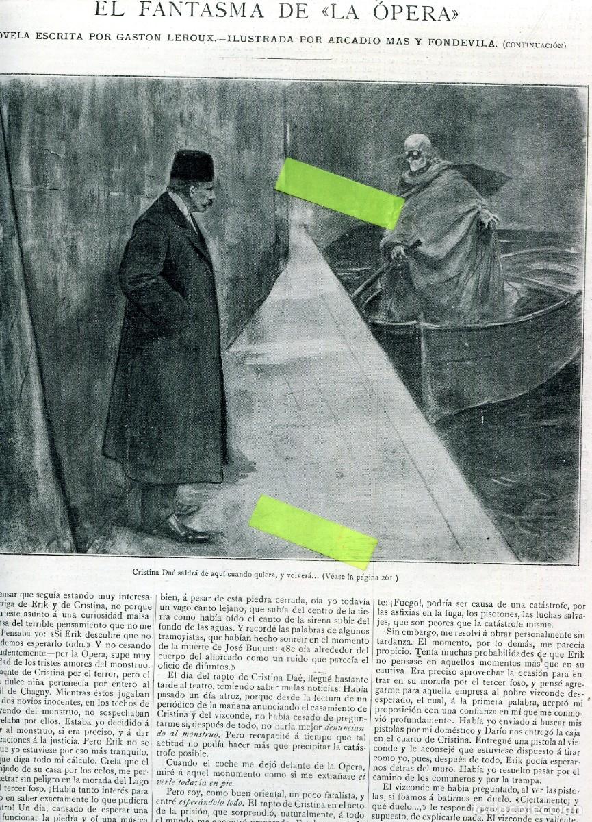 Coleccionismo de Revistas y Peri&oacute;dicos: REVISTA A&Ntilde;O 1910 EL FANTASMA DE LA OPERA GASTON LEROUX ILUSTRADA POR ARCADIO MAS FONTDEVILA