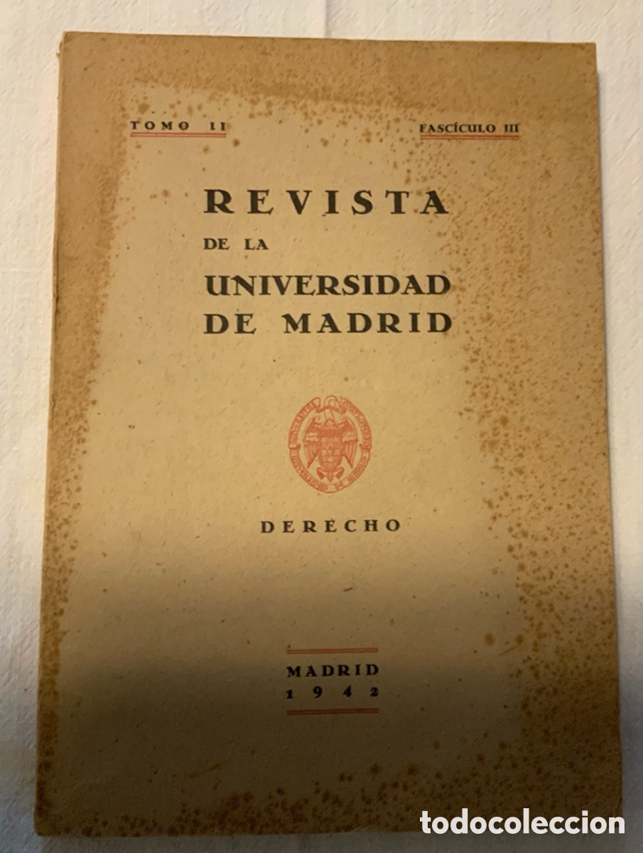 Coleccionismo de Revistas y Peri&oacute;dicos: Revista de la Universidad de Madrid. Derecho 1942