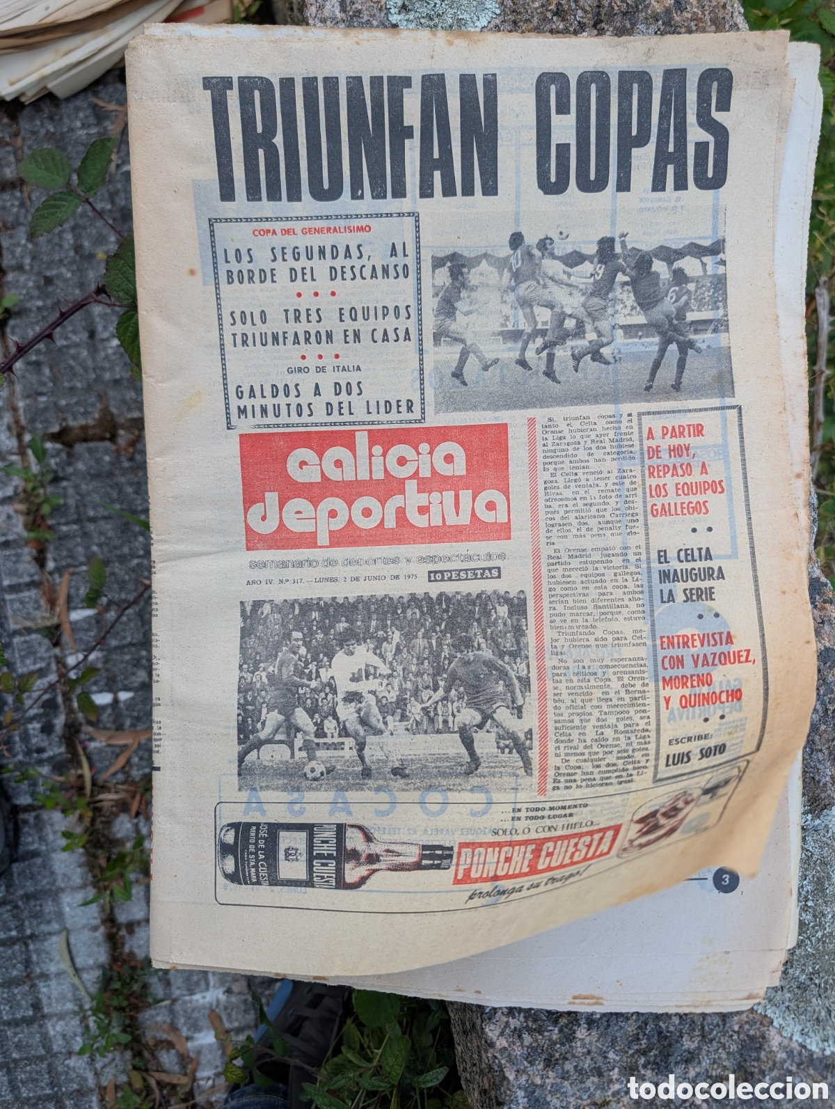 Coleccionismo de Revistas y Peri&oacute;dicos: Semanario GALICIA DEPORTIVA 1975 - Celta de Vigo, CD Ourense, Real Madrid - Copa General&iacute;simo