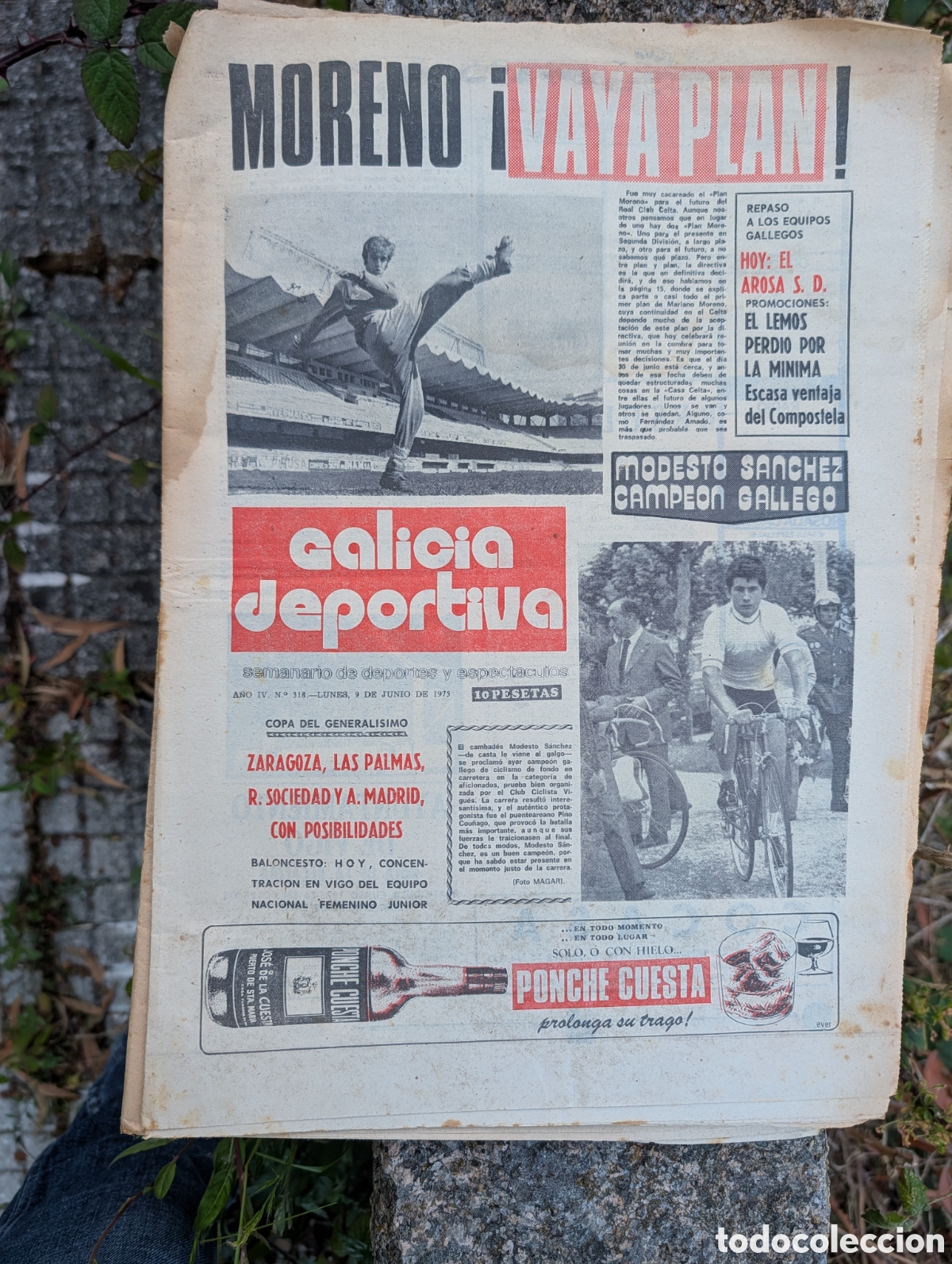 Coleccionismo de Revistas y Peri&oacute;dicos: Semanario &rdquo;Galicia Deportiva&rdquo; - A&ntilde;o IV - N&ordm; 318 - Lunes, 9 de junio de 1975