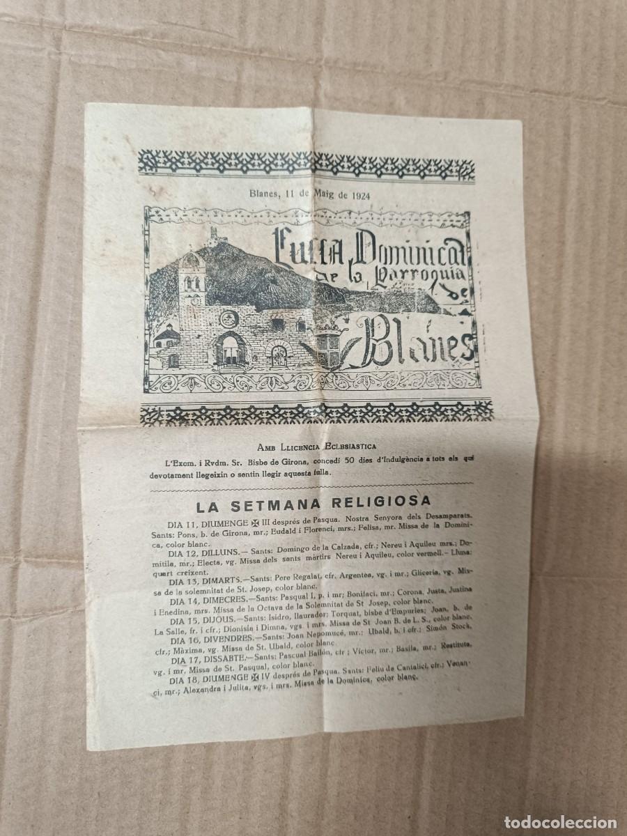Coleccionismo de Revistas y Peri&oacute;dicos: ANTIGUA REVISTA PARROQUIAL CATALANA DE 1924, FULLA DOMINICAL DE BLANES, RELIGIOSA - P10