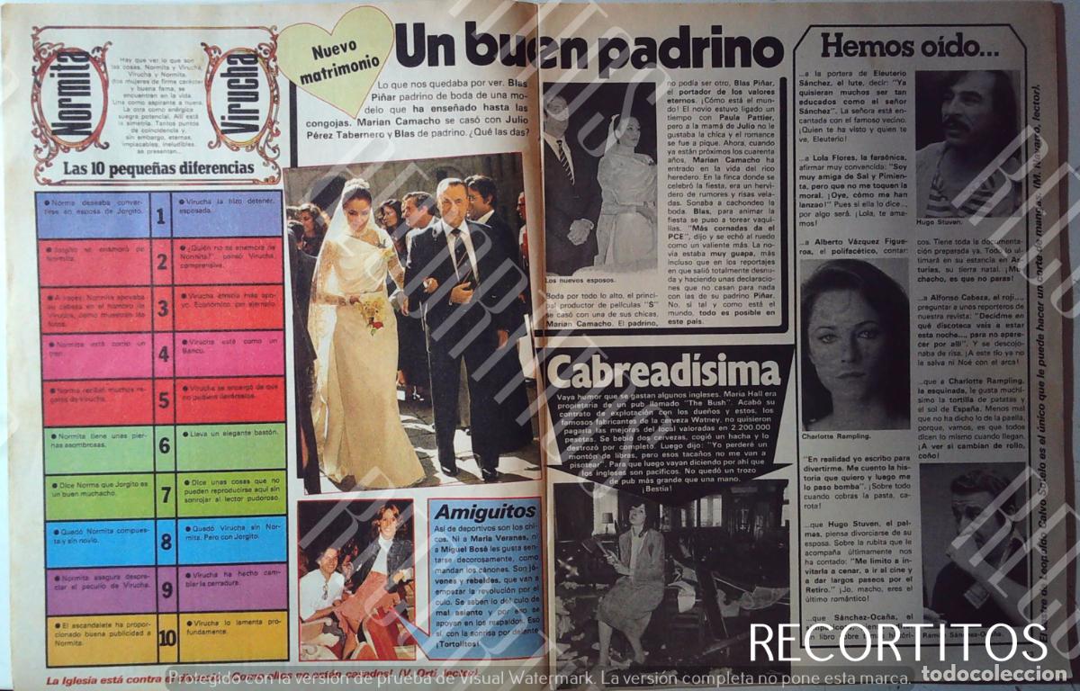 Coleccionismo de Revistas y Peri&oacute;dicos: MARIAN CAMACHO BLAS PI&Ntilde;AR MIGUEL BOSE MARIA CHARLOTTE RAMPLING RAMON SANCHEZ OCA&Ntilde;A HUGO STUVEN