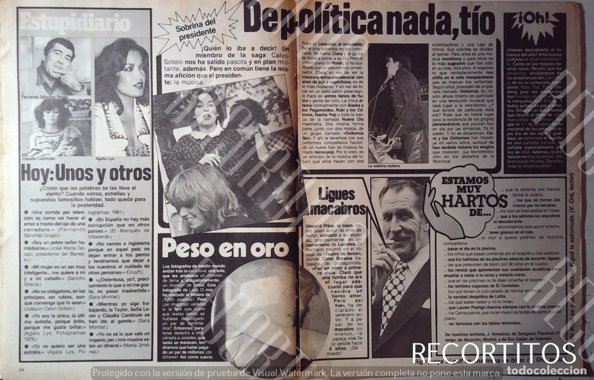 Coleccionismo de Revistas y Peri&oacute;dicos: VINCENT PRICE CALVO SOTELO CLARA AGATA LYS FERNADO SANCHEZ DRAGO CLAUDIA CARDINALE