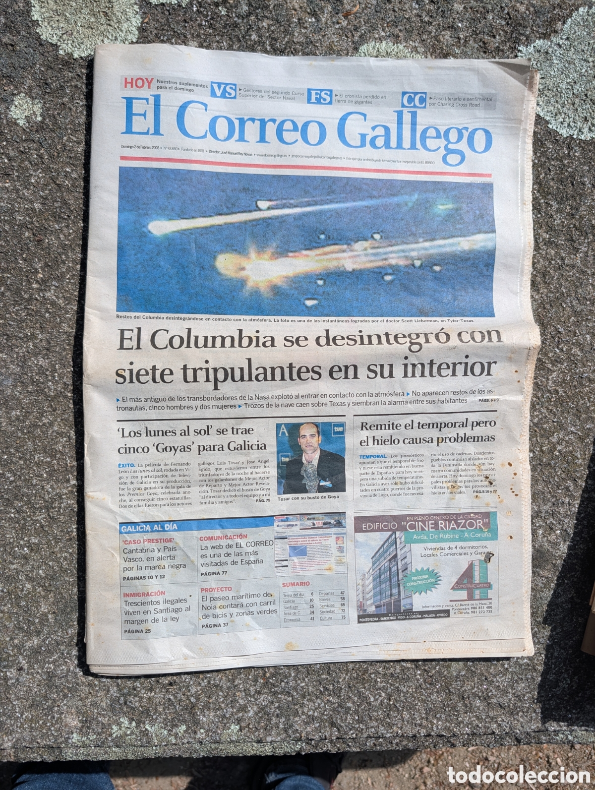 Collection Magazines and Newspapers: Peri&oacute;dico EL CORREO GALLEGO - 2 Febrero 2003 - Tragedia Transbordador COLUMBIA - 5 Premios Goya
