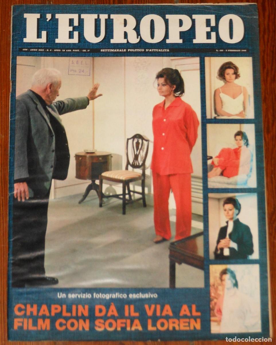 Coleccionismo de Revistas y Peri&oacute;dicos: L'EUROPEO 1966 Sophia Loren Jayne Mansfield Marlon Brando Audrey Hepburn Chaplin Italia magazine