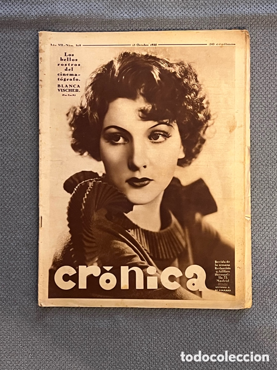 Collectionnisme de Revues et Journaux: CRONICA.. Blanca Vischer, Jos&eacute; Benlliure.. ABISINIA.. la Guerra Italo-Etiope.. (a.1935)