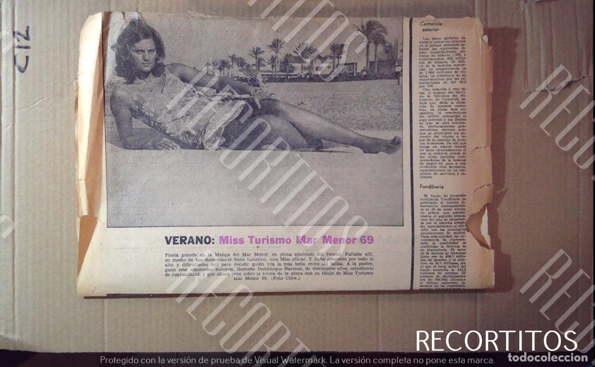 Coleccionismo de Revistas y Peri&oacute;dicos: DOMINIQUE HARMAN MISS TURISMO MANGA DEL MAR MENOR 1969
