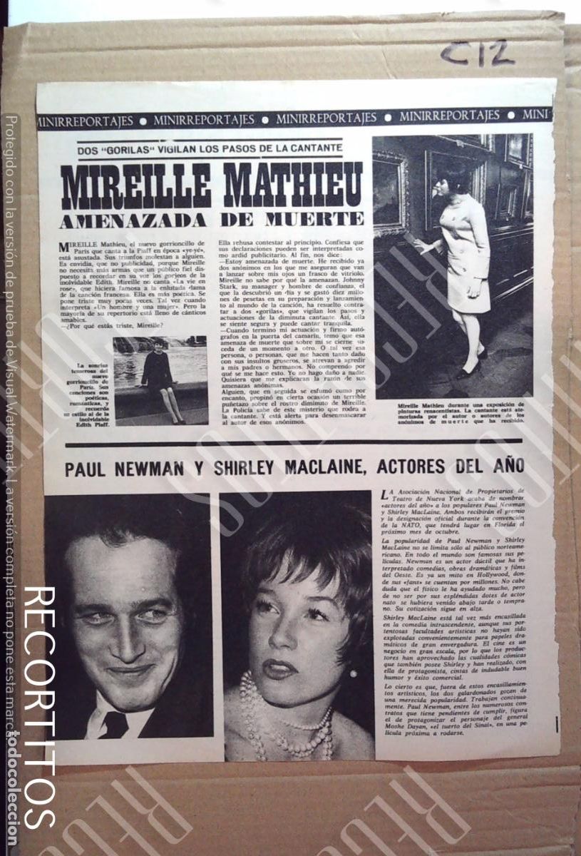 Coleccionismo de Revistas y Peri&oacute;dicos: mireille mathieu SHIRLEY MACLAINE PAUL NEWMAN LAS JOYAS DE FARAH DIBA