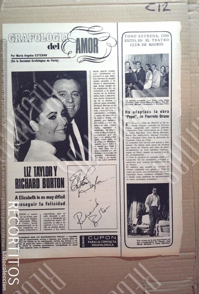 Coleccionismo de Revistas y Peri&oacute;dicos: elizabeth taylor liz RICHARD BURTON TONO JULITA MARTINEZ