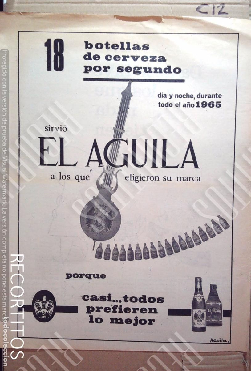Colecionismo de Revistas e Jornais: CERVEZAS EL AGUILA 1965 CERVEZA