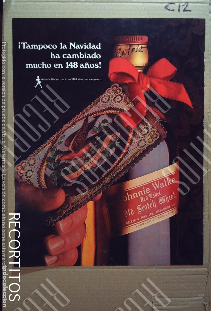 Coleccionismo de Revistas y Peri&oacute;dicos: JOHNNIE WALKER WHISKY ANUNCIO PUBLICIDAD ETIQUETA ROJA